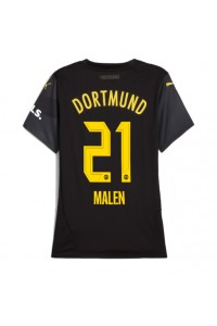 Borussia Dortmund Donyell Malen #21 Voetbaltruitje Uit tenue Dames 2024-25 Korte Mouw